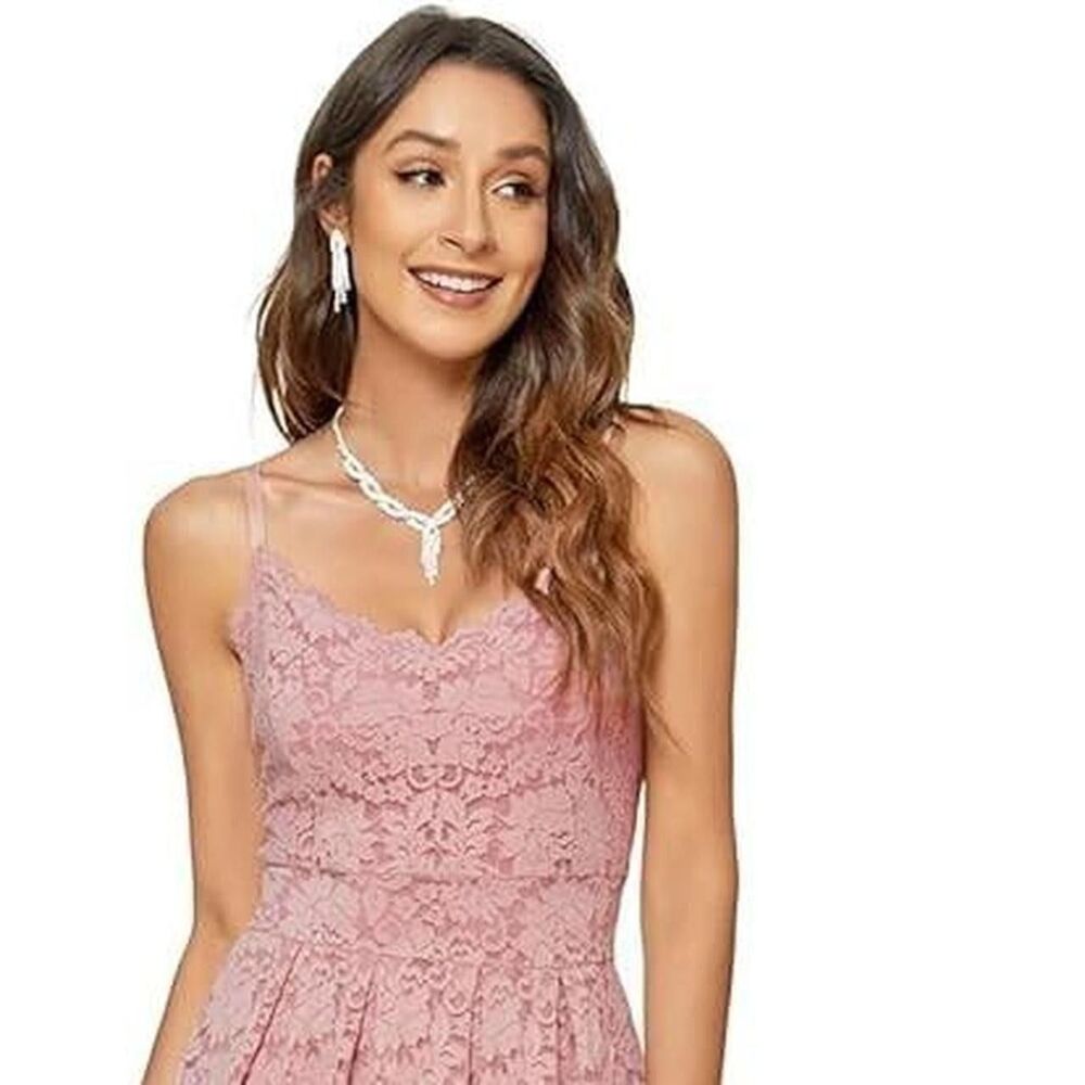 Riatobe Blush Pink Lace Midi Dress Size Large